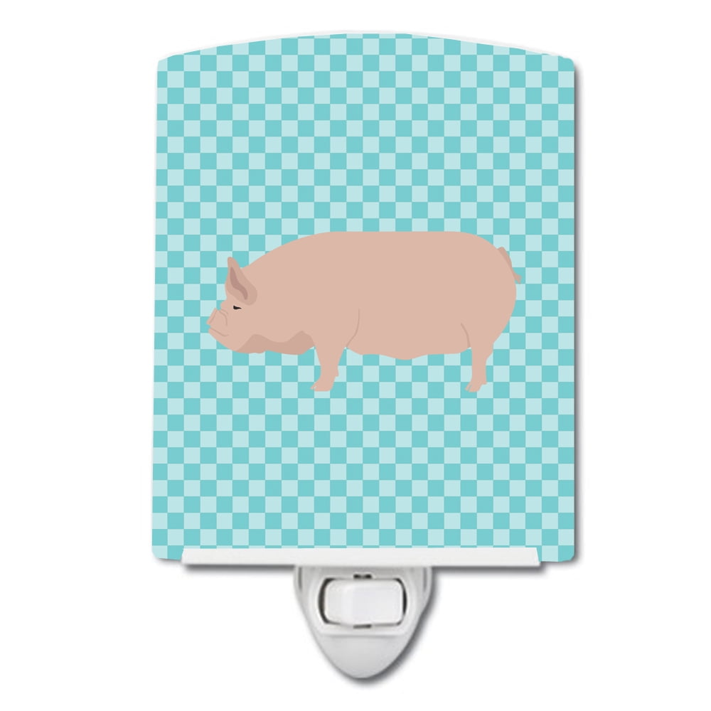 BB8111CNL Welsh Pig Blue Check Ceramic Night Light