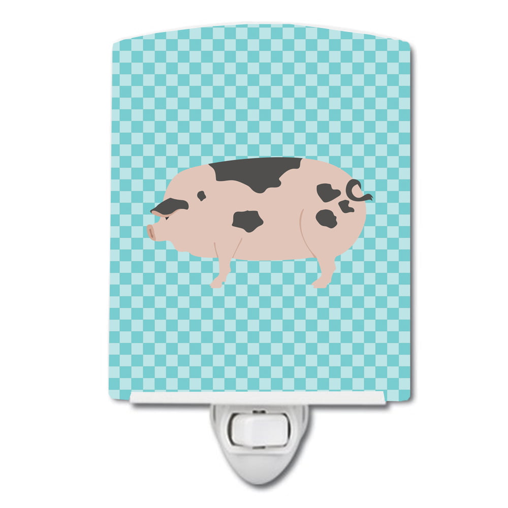 Gloucester Old Spot Pig Blue Check Ceramic Night Light