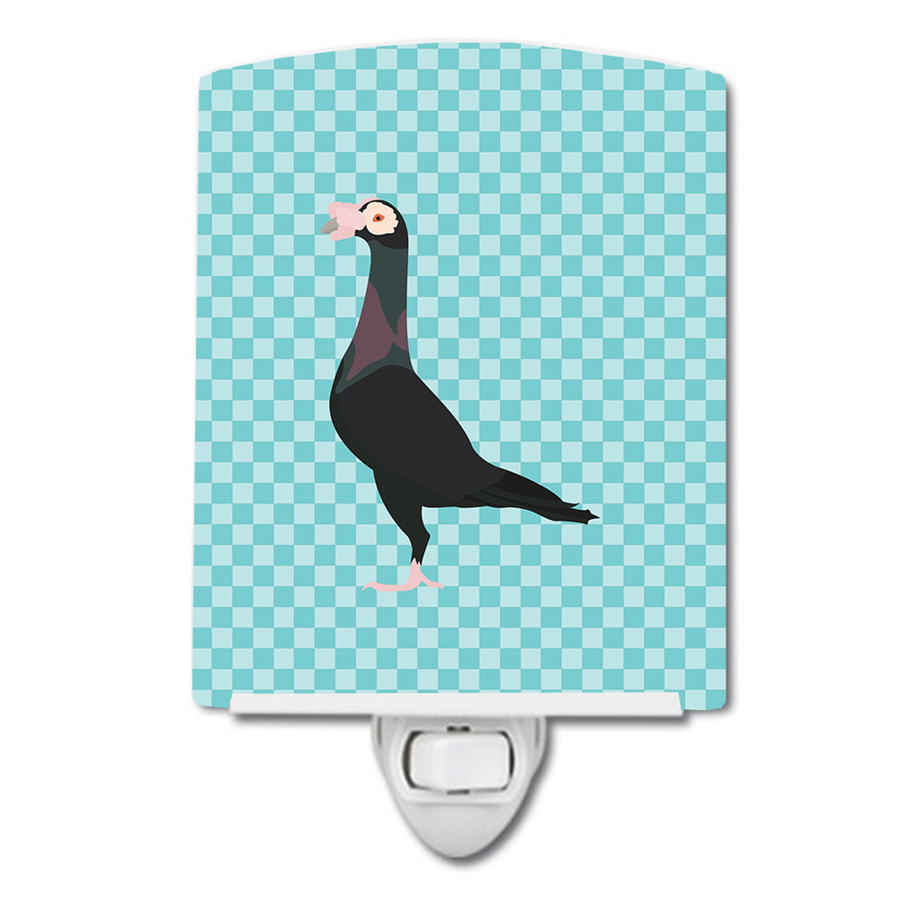 English Carrier Pigeon Blue Check Ceramic Night Light