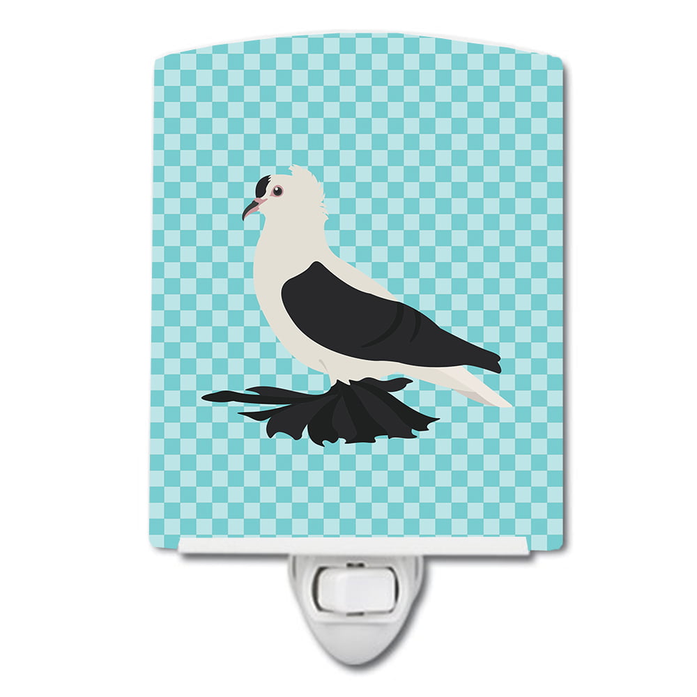 Saxon Fairy Swallow Pigeon Blue Check Ceramic Night Light