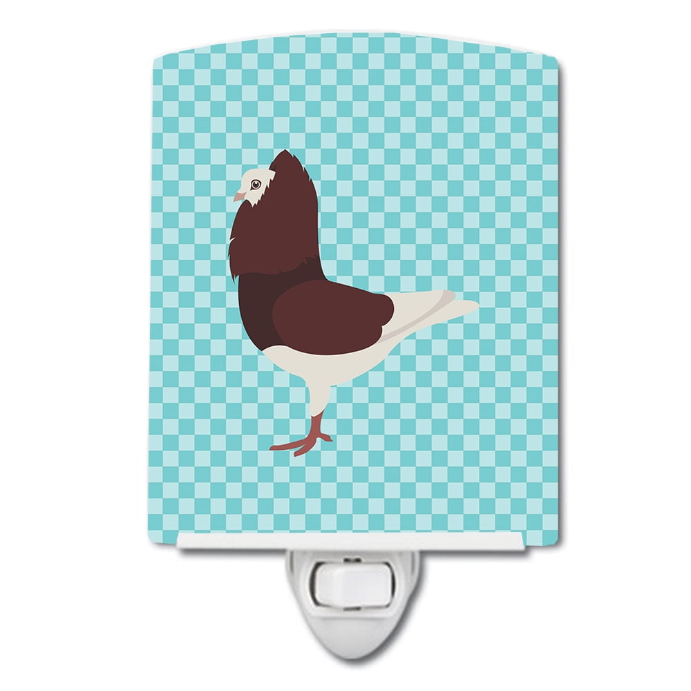 Capuchin Red Pigeon Blue Check Ceramic Night Light