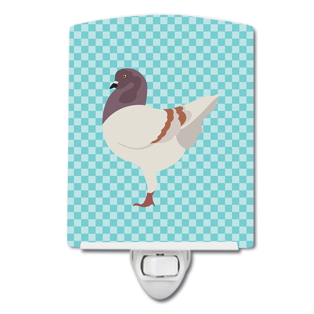 German Modena Pigeon Blue Check Ceramic Night Light