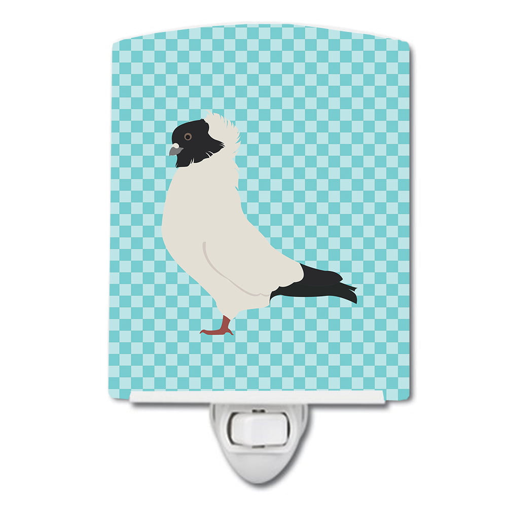 Nun Pigeon Blue Check Ceramic Night Light