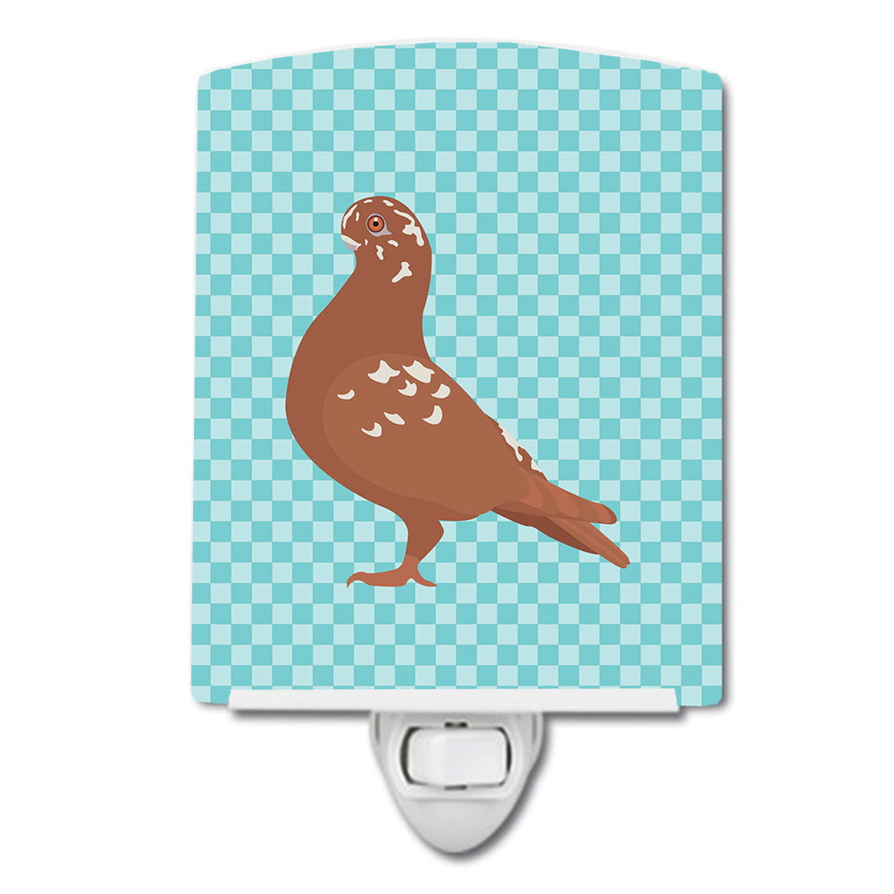 African Owl Pigeon Blue Check Ceramic Night Light