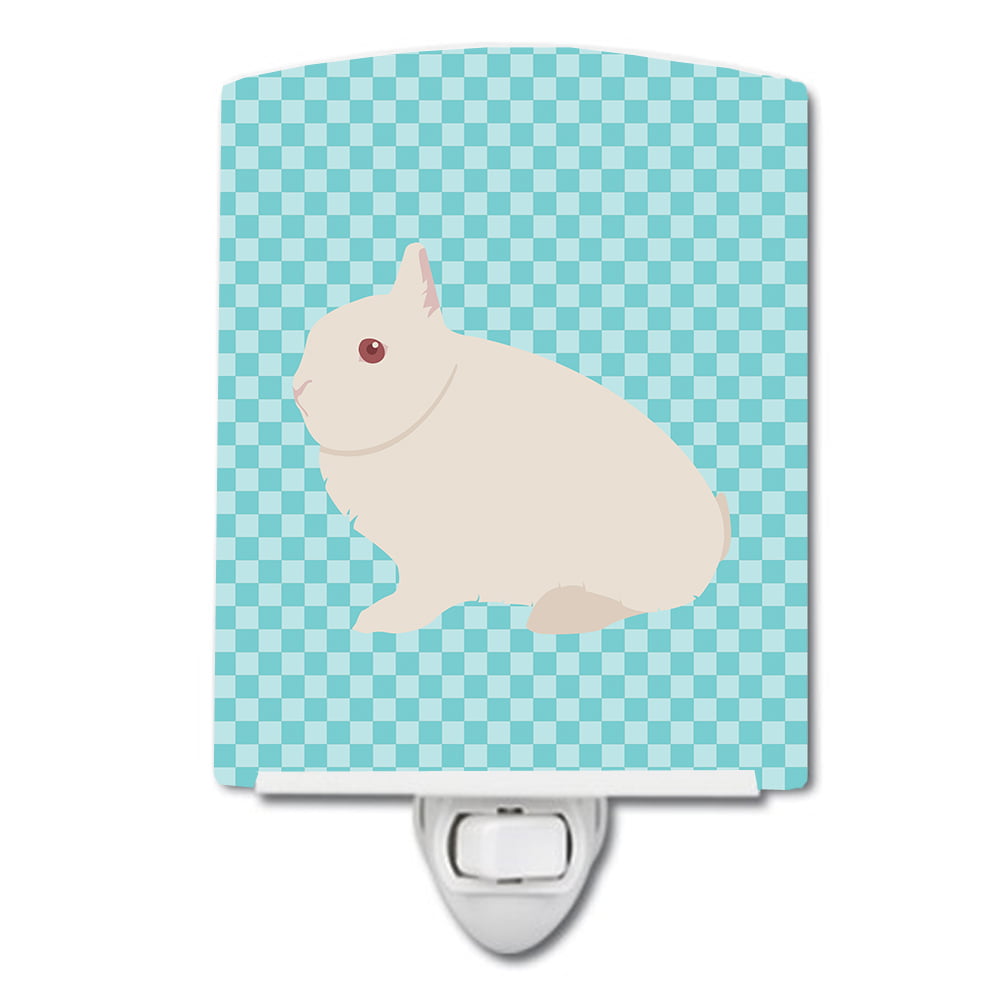 BB8138CNL Hermelin Rabbit Blue Check Ceramic Night Light