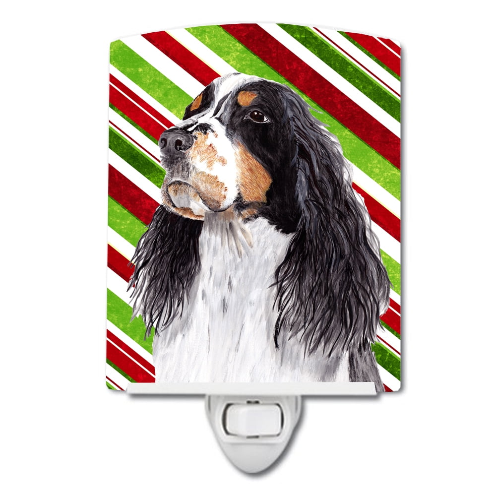 Springer Spaniel Candy Cane Holiday Christmas Ceramic Night Light