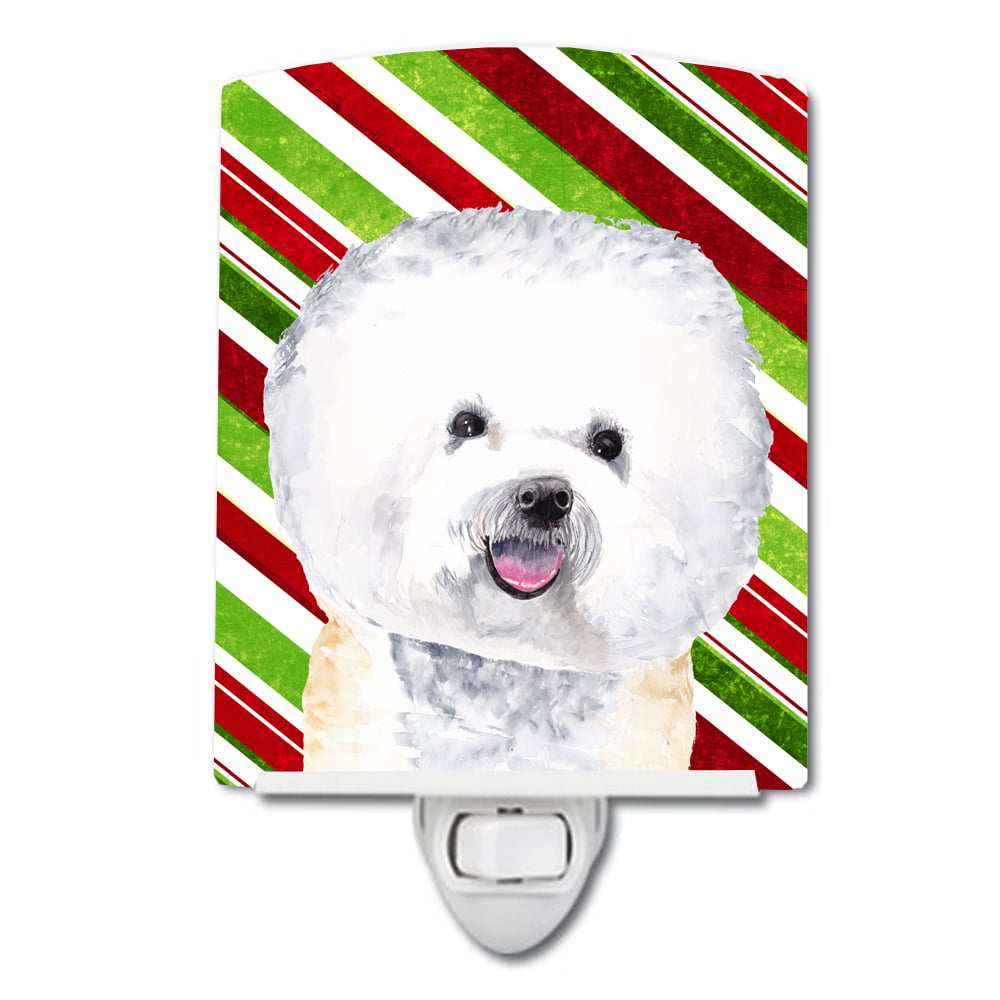 Bichon Frise Candy Cane Holiday Christmas Ceramic Night Light