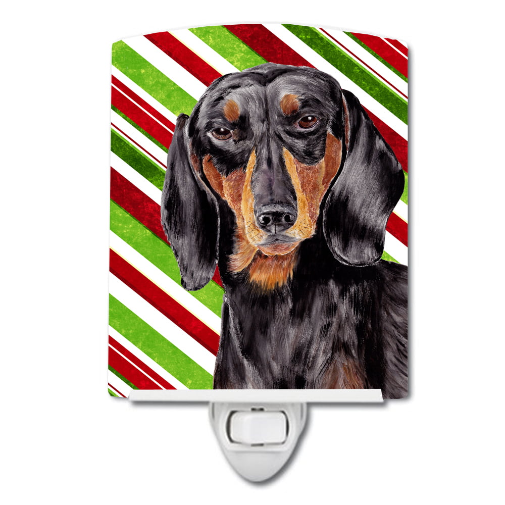 Dachshund Candy Cane Holiday Christmas Ceramic Night Light