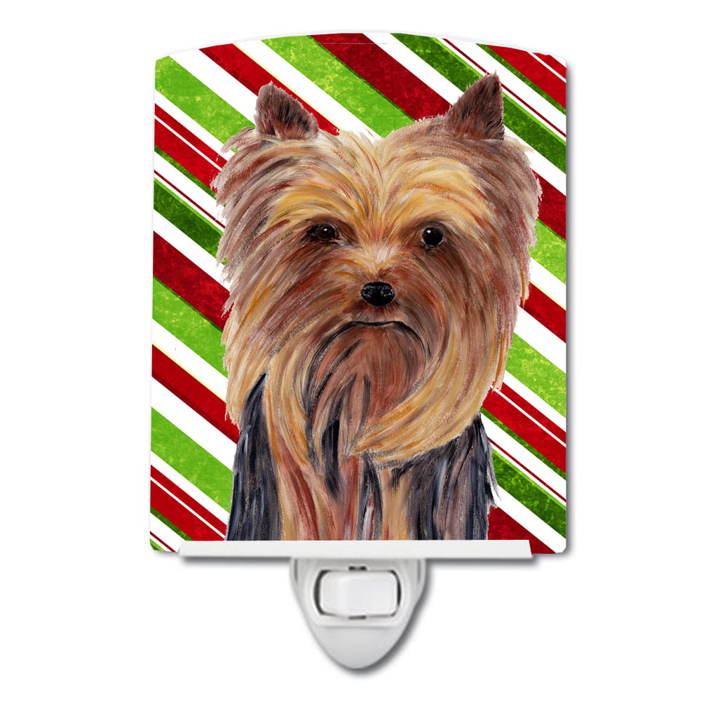 Yorkie Candy Cane Holiday Christmas Ceramic Night Light