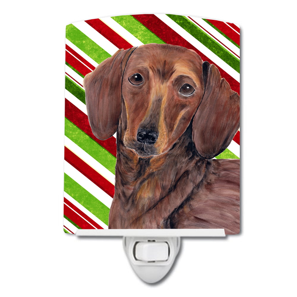 Dachshund Candy Cane Holiday Christmas Ceramic Night Light