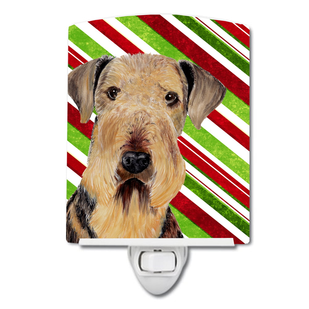 Airedale Candy Cane Holiday Christmas Ceramic Night Light
