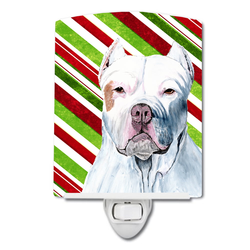 Pit Bull Candy Cane Holiday Christmas Ceramic Night Light