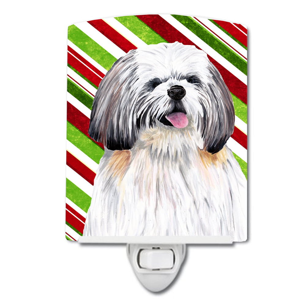 Shih Tzu Candy Cane Holiday Christmas Ceramic Night Light
