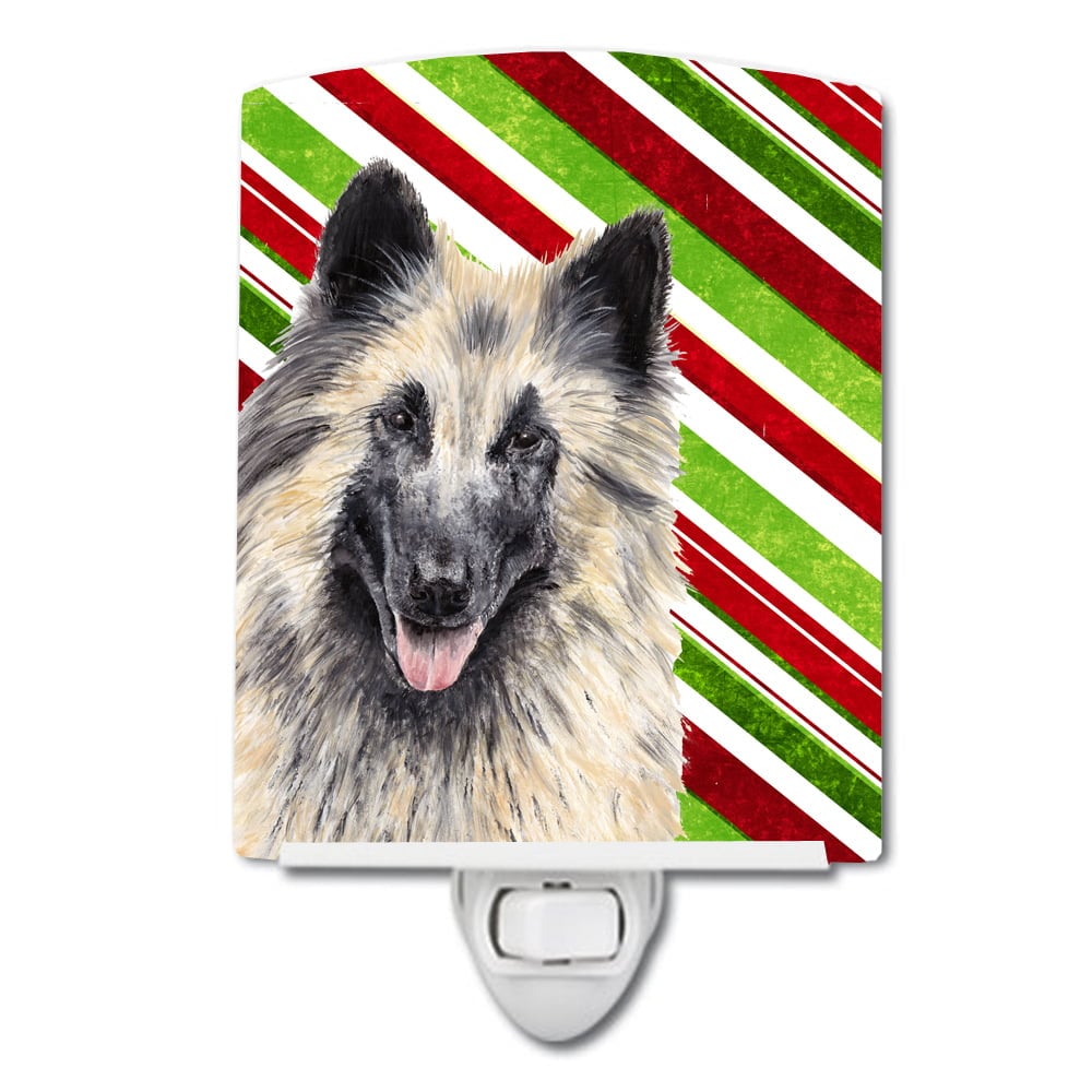 Belgian Tervuren Candy Cane Holiday Christmas Ceramic Night Light
