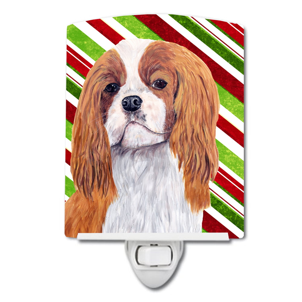 Cavalier Spaniel Candy Cane Holiday Christmas Ceramic Night Light