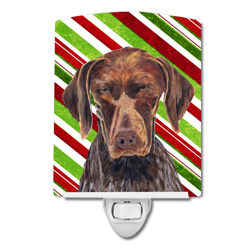 German Shorthaired Pointer Candy Cane Holiday Christmas Ceramic Night Light