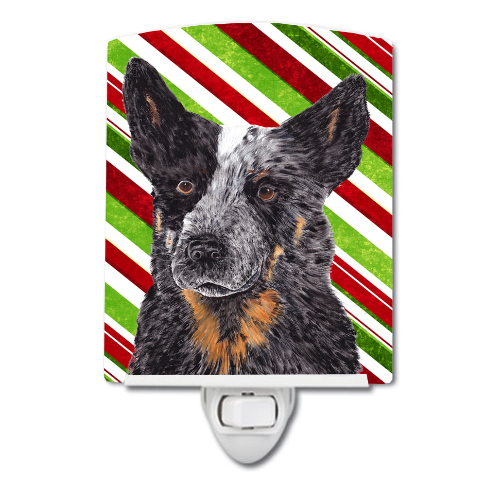 Australian Cattle Dog Candy Cane Holiday Christmas Ceramic Night Light