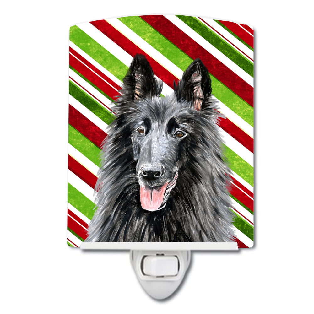 Belgian Sheepdog Candy Cane Holiday Christmas Ceramic Night Light