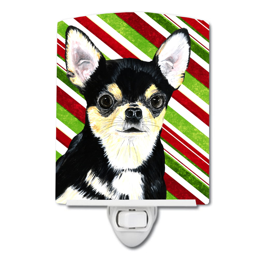Chihuahua Candy Cane Holiday Christmas Ceramic Night Light