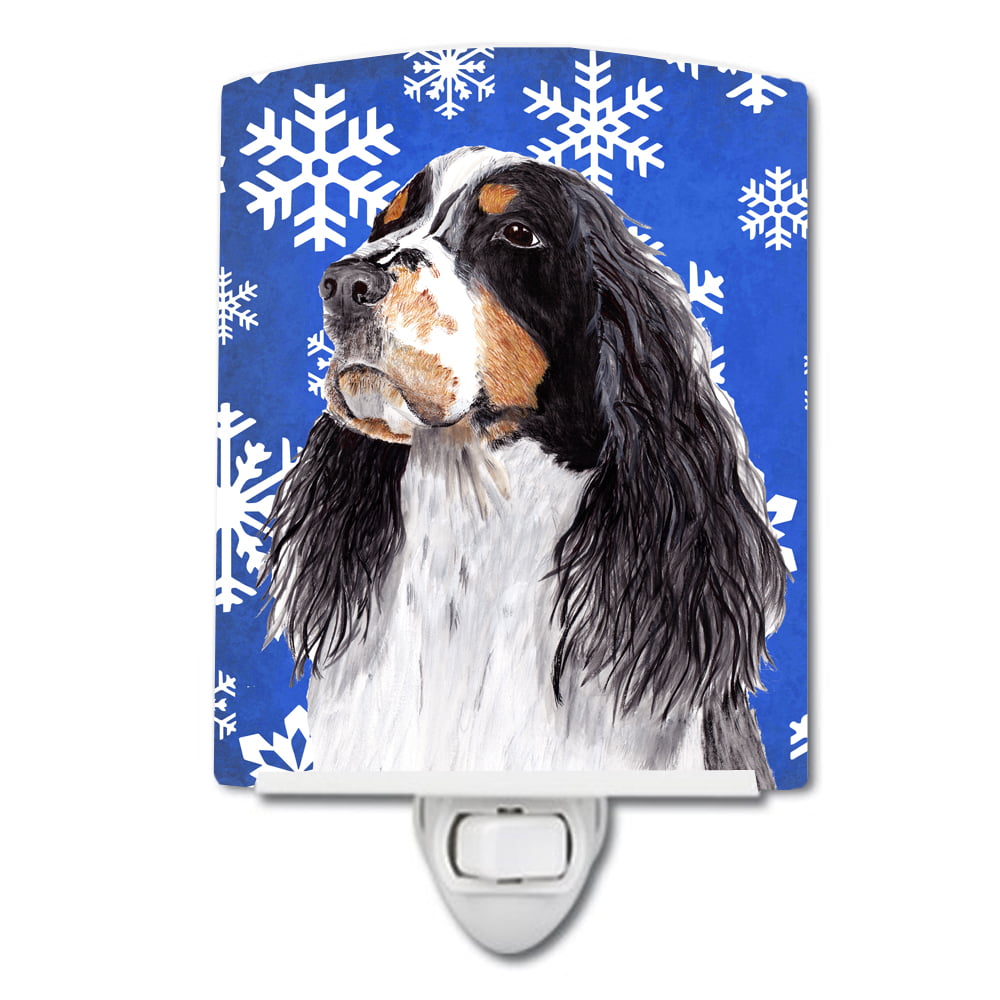 Springer Spaniel Winter Snowflakes Holiday Ceramic Night Light