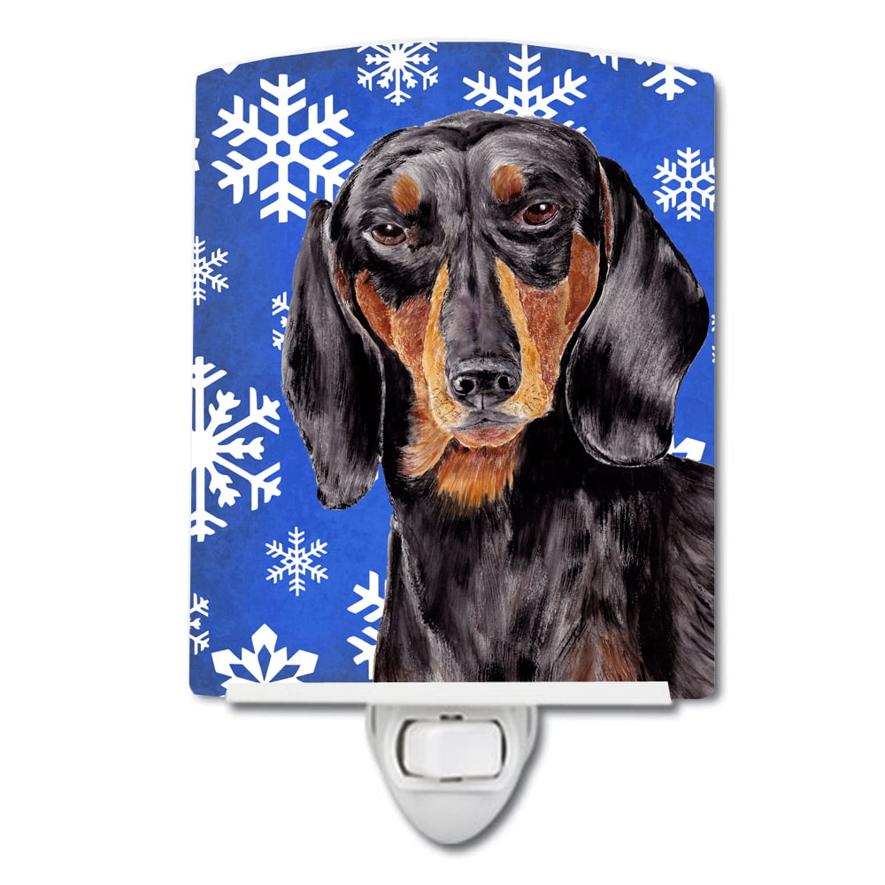 Dachshund Winter Snowflakes Holiday Ceramic Night Light