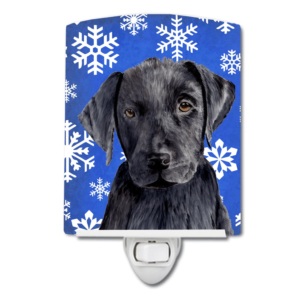 Labrador Winter Snowflakes Holiday Ceramic Night Light