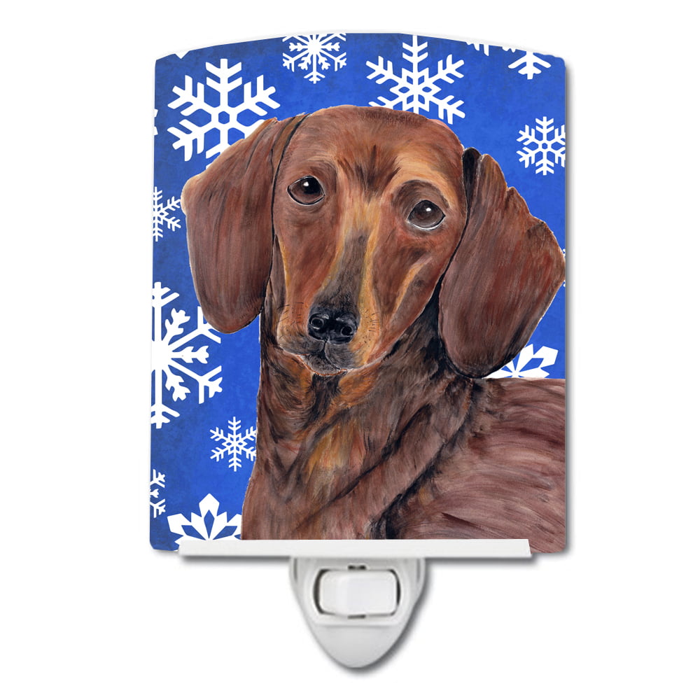 Dachshund Winter Snowflakes Holiday Ceramic Night Light