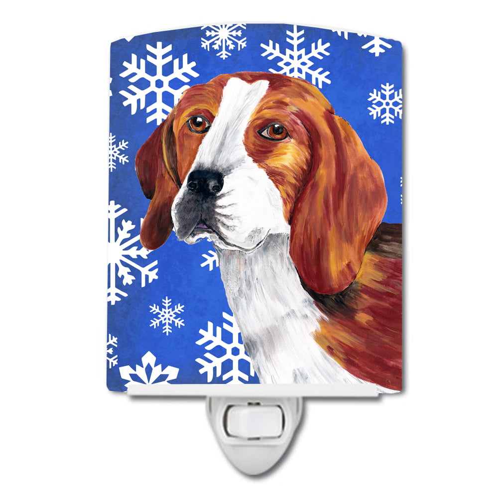 Beagle Winter Snowflakes Holiday Ceramic Night Light