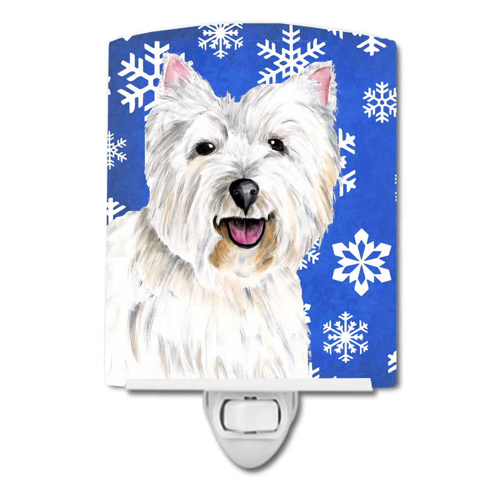 Westie Winter Snowflakes Holiday Ceramic Night Light