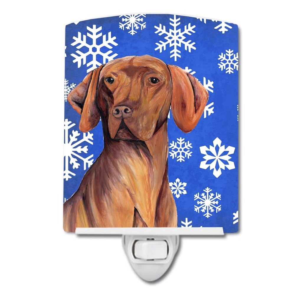 Vizsla Winter Snowflakes Holiday Ceramic Night Light