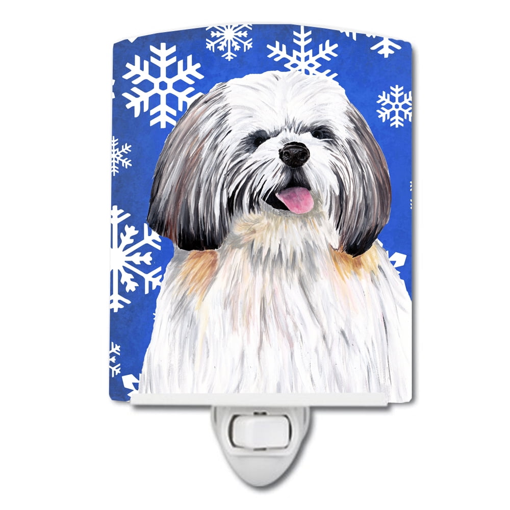 Shih Tzu Winter Snowflakes Holiday Ceramic Night Light