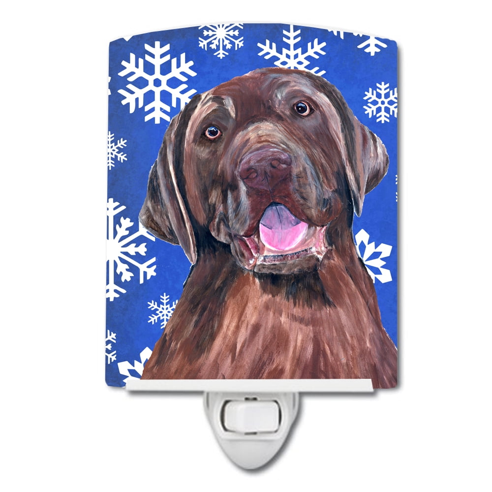 Labrador Winter Snowflakes Holiday Ceramic Night Light