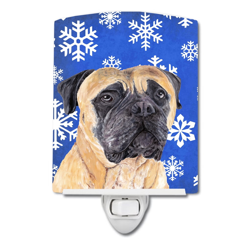 Mastiff Winter Snowflakes Holiday Ceramic Night Light