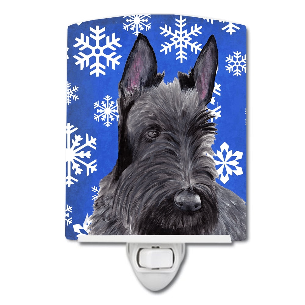 Scottish Terrier Winter Snowflakes Holiday Ceramic Night Light