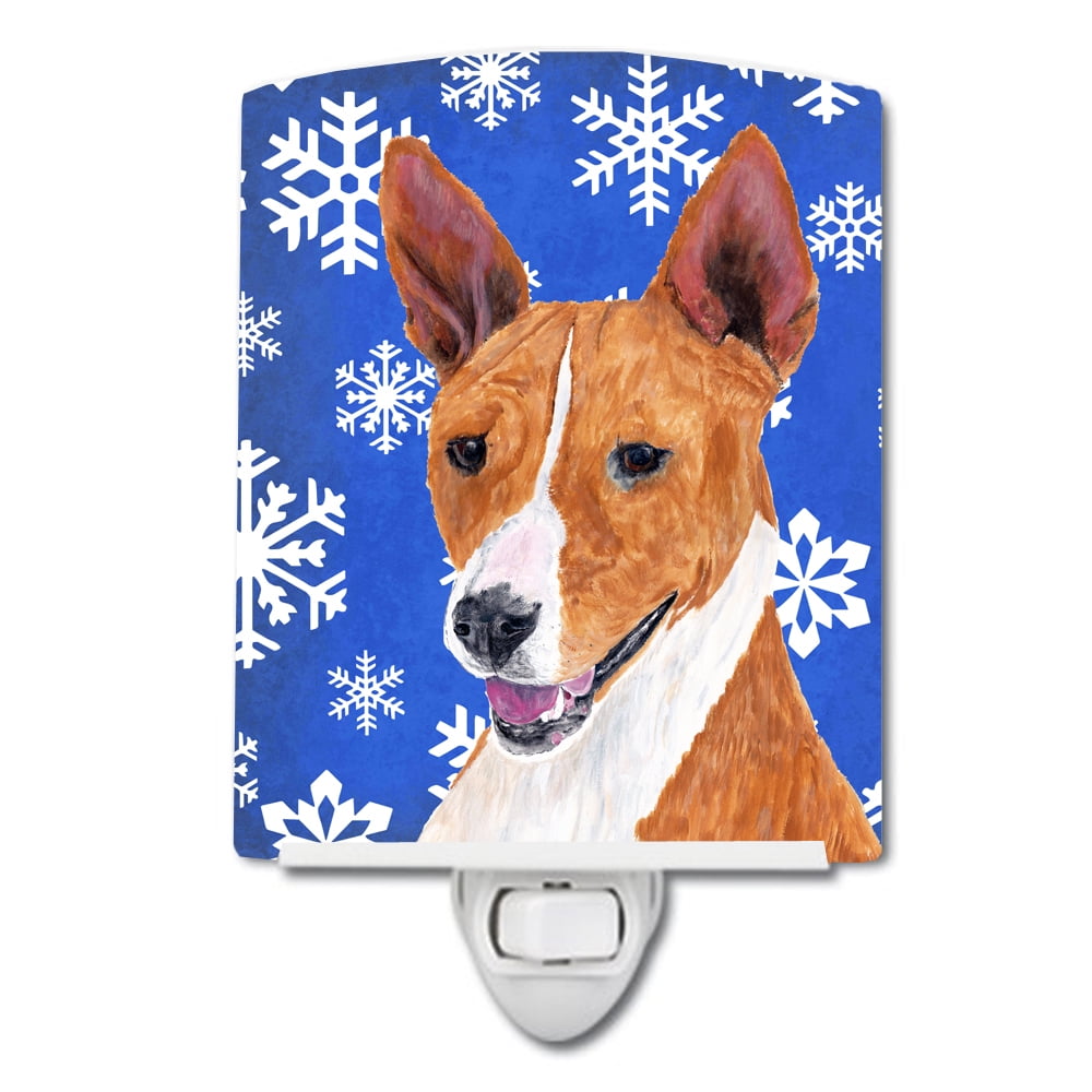 Basenji Winter Snowflakes Holiday Ceramic Night Light