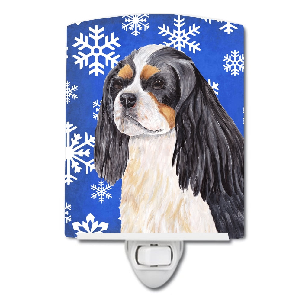 Cavalier Spaniel Winter Snowflakes Holiday Ceramic Night Light