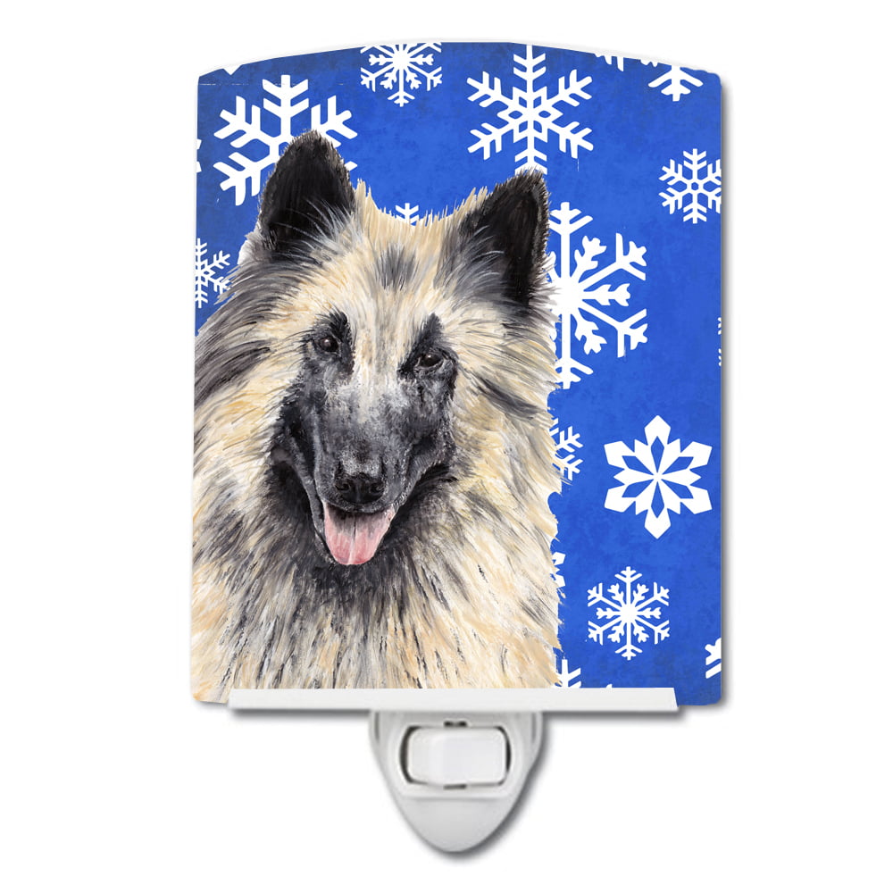 Belgian Tervuren Winter Snowflakes Holiday Ceramic Night Light