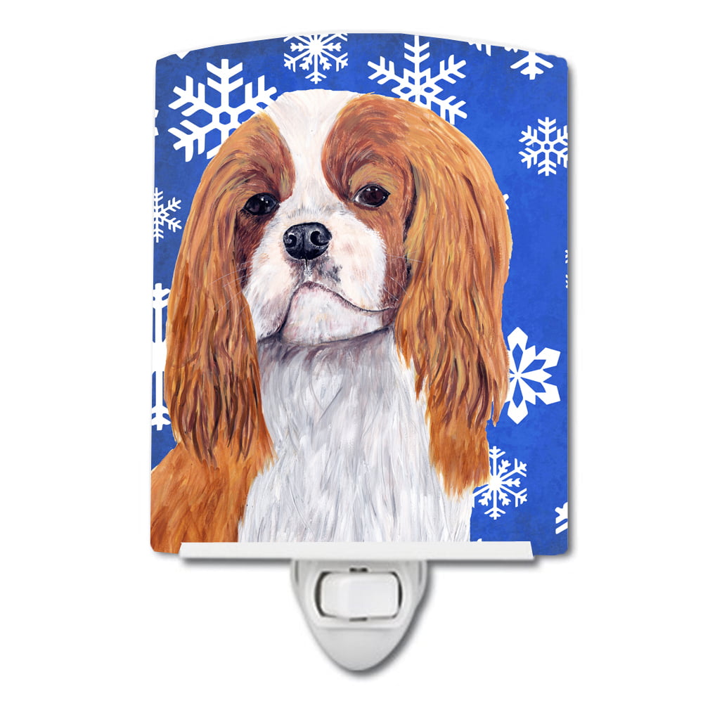 Cavalier Spaniel Winter Snowflakes Holiday Ceramic Night Light