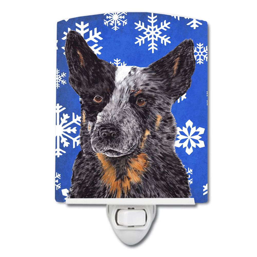 Australian Cattle Dog Winter Snowflakes Holiday Ceramic Night Light