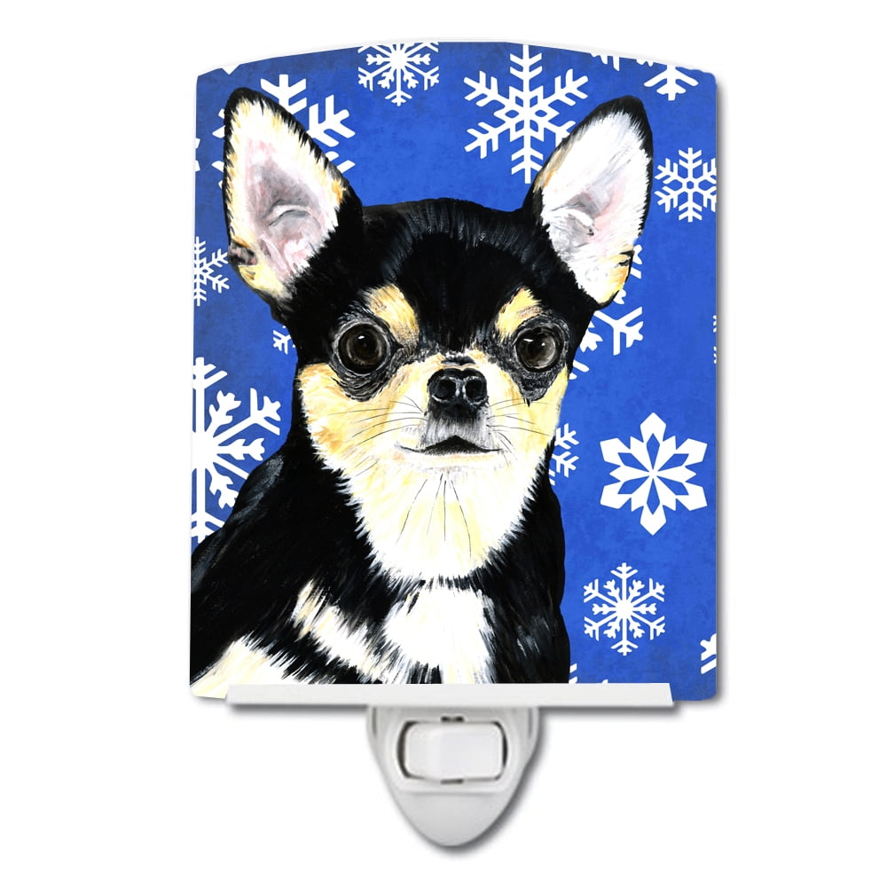 Chihuahua Winter Snowflakes Holiday Ceramic Night Light