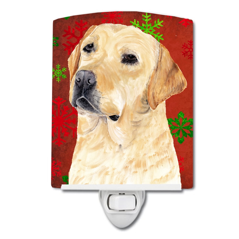 Labrador Red & Green Snowflakes Holiday Christmas Ceramic Night Light