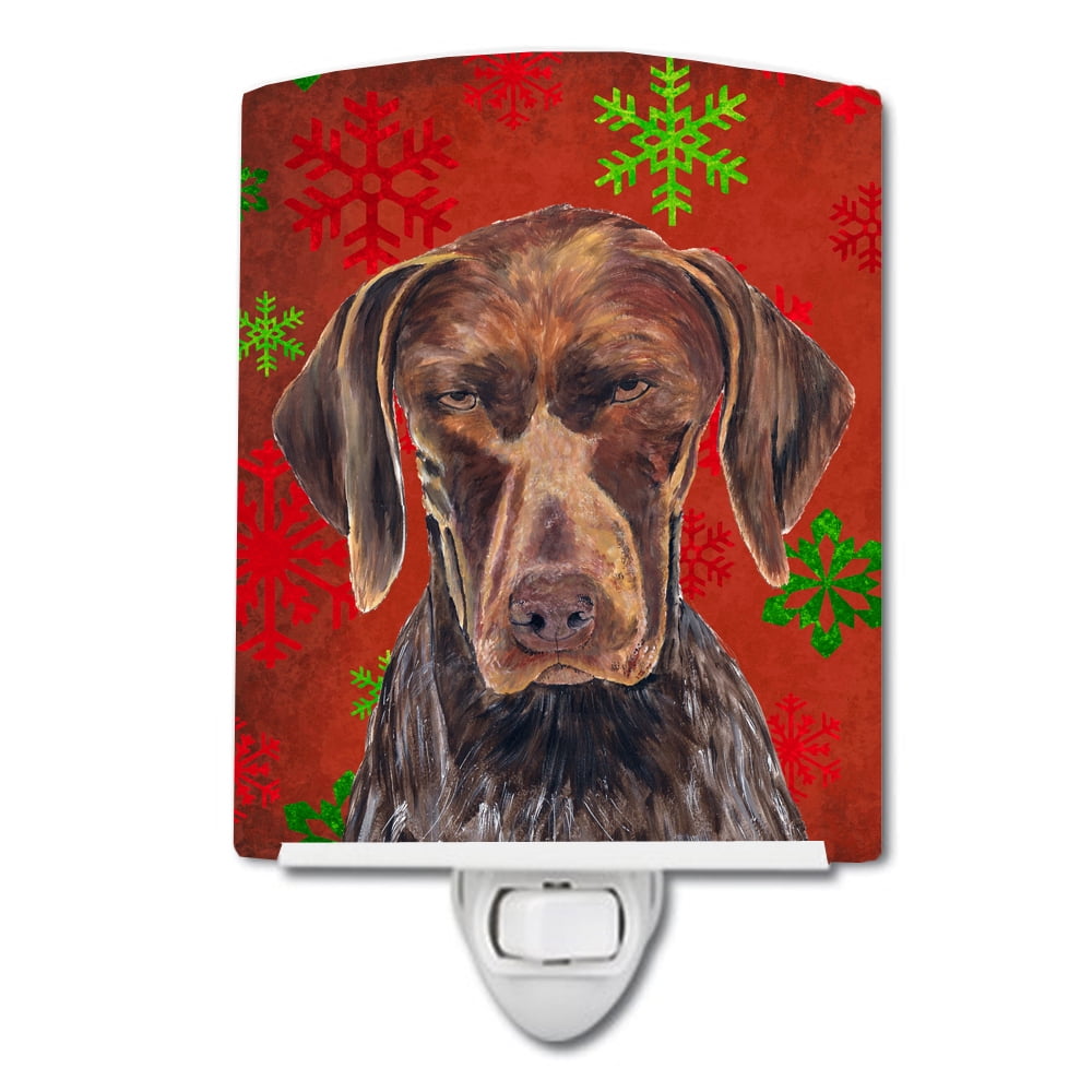 German Shorthaired Pointer Red Snowflakes Holiday Christmas Ceramic Night Light