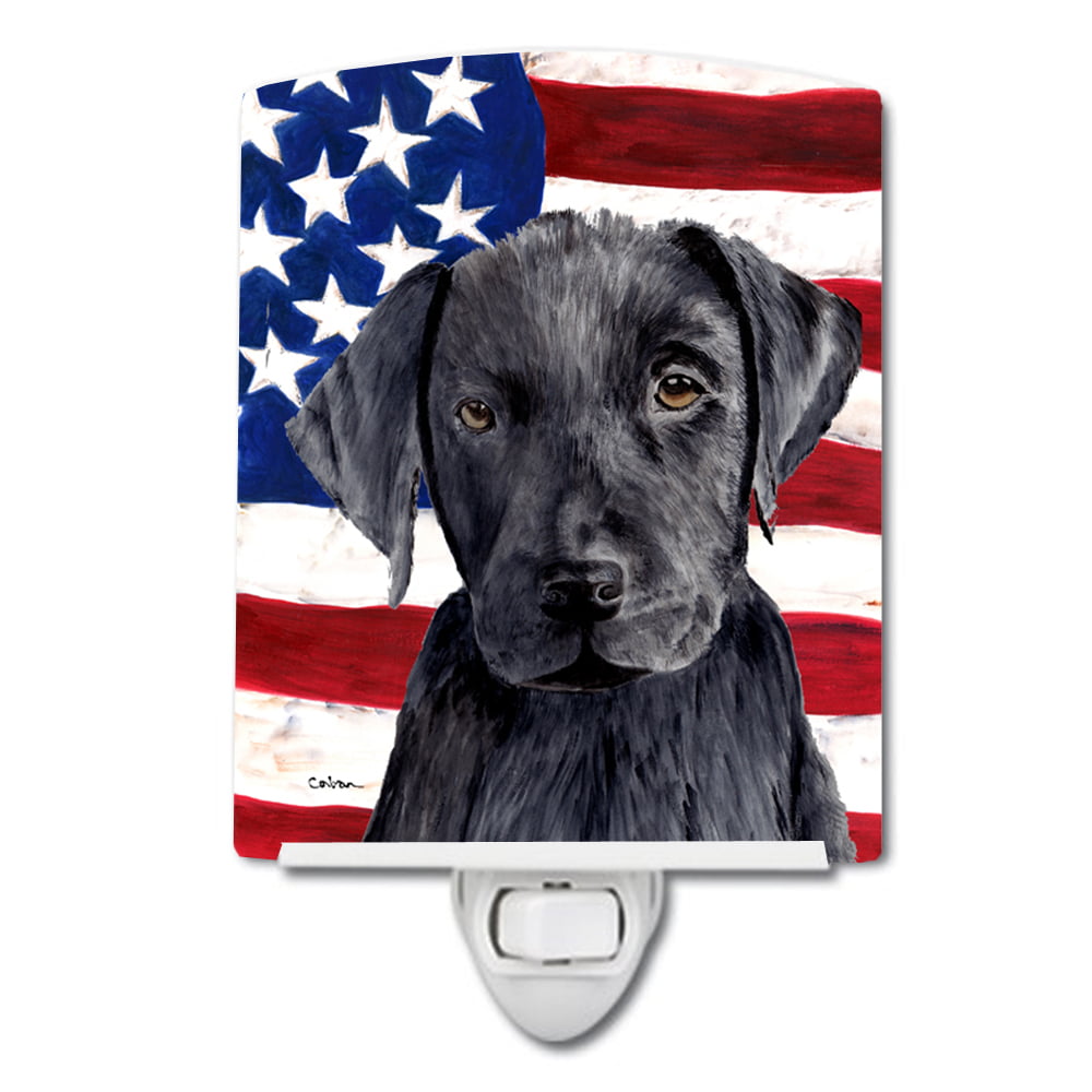 USA American Flag with Labrador Ceramic Night Light
