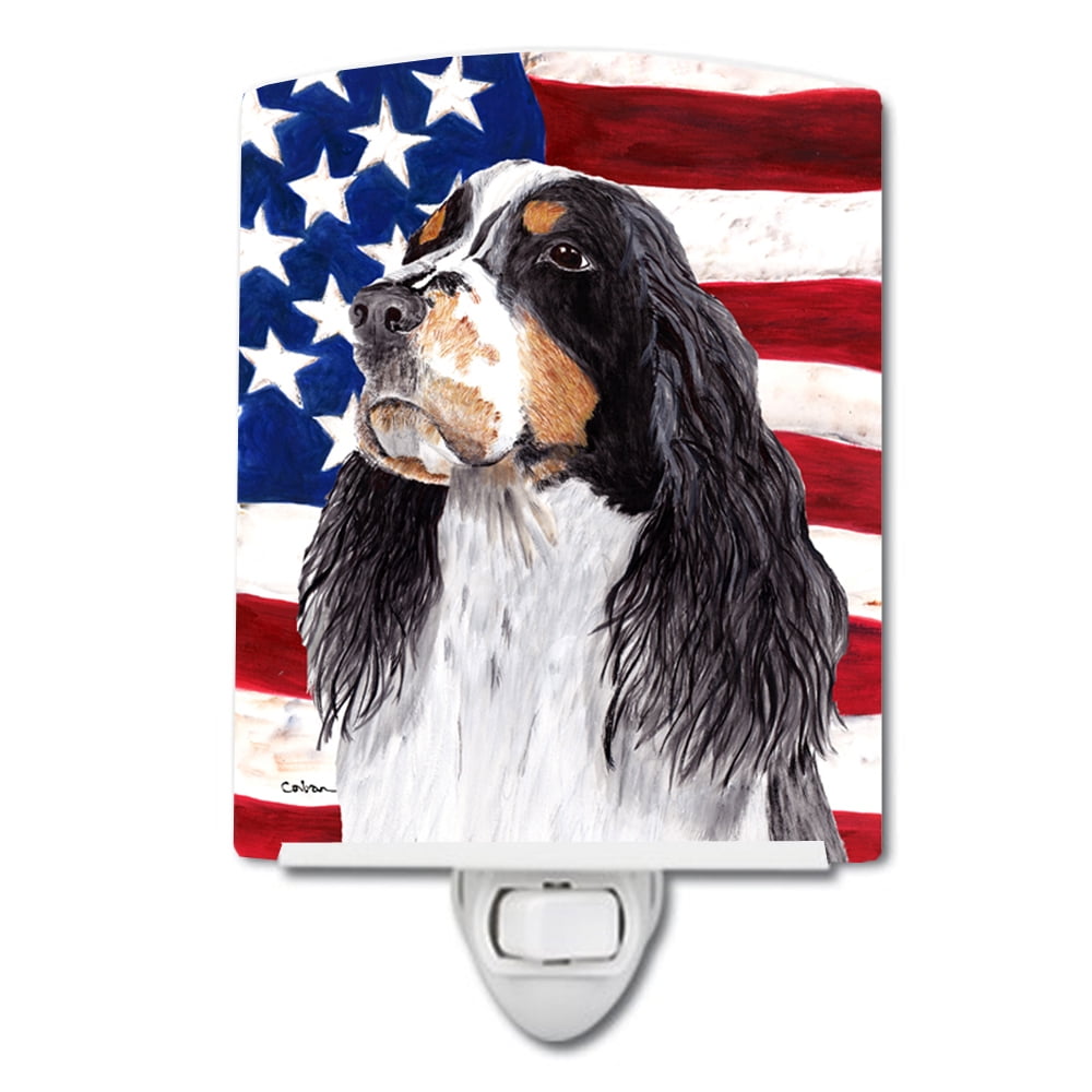 USA American Flag with Springer Spaniel Ceramic Night Light