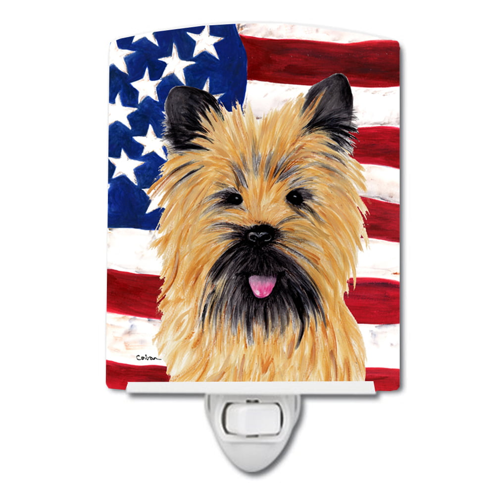USA American Flag with Cairn Terrier Ceramic Night Light