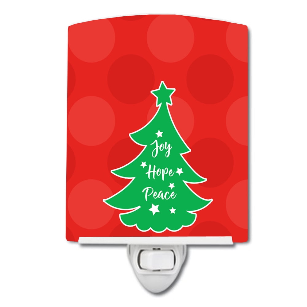Christmas Tree Red & Green Ceramic Night Light