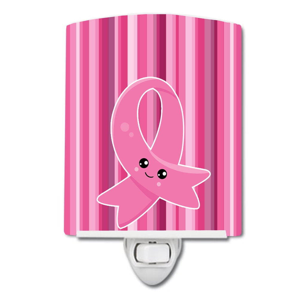 Breast Cancer Awareness Ribbon Face Ceramic Night Light