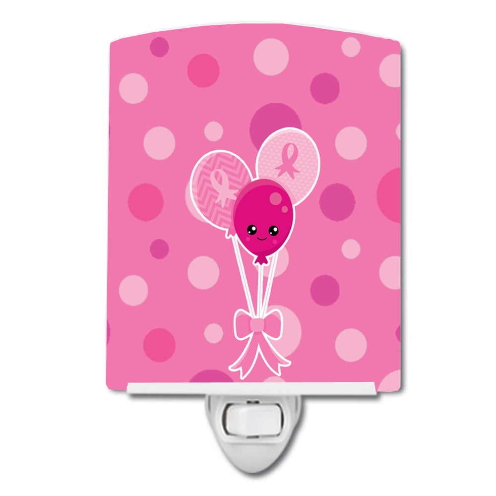 Breast Cancer Awareness Ribbon Balloons Ceramic Night Light