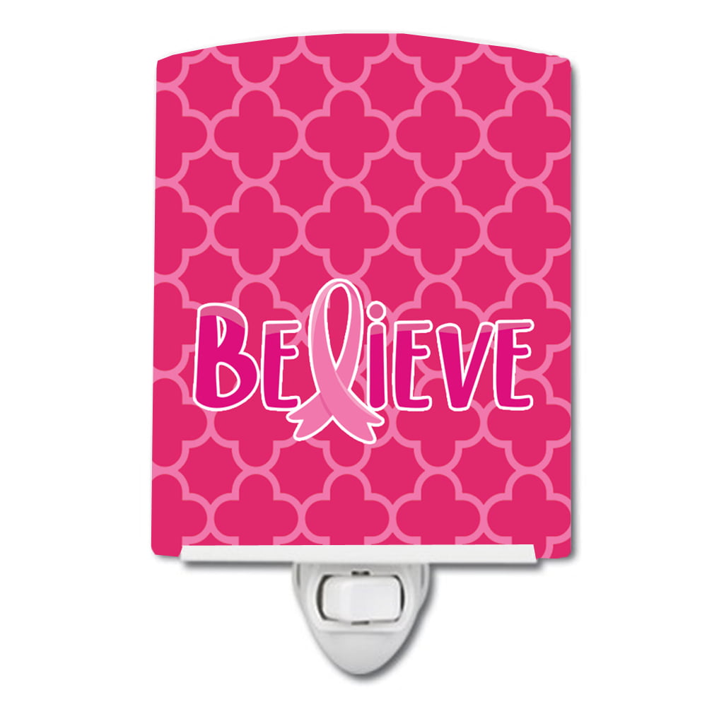 Breast Cancer Awareness Ribbon Believe Ceramic Night Light