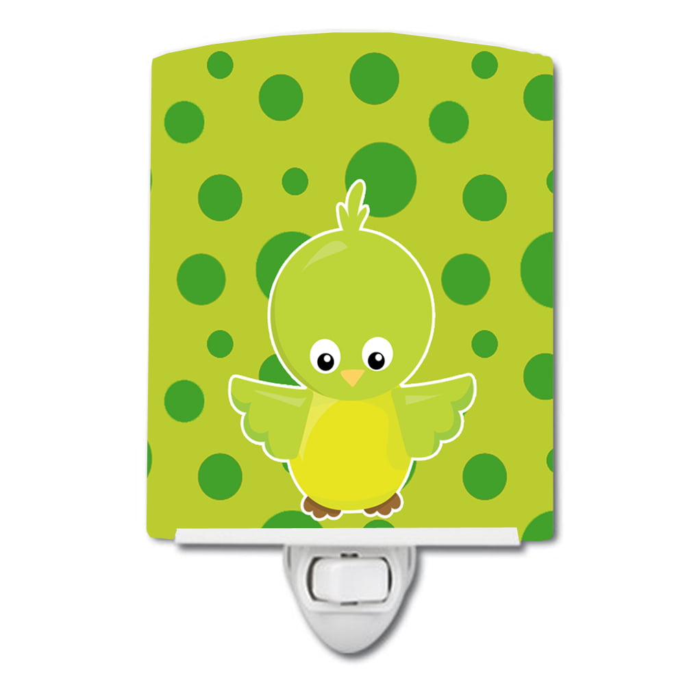 Bird on Green Polkadots Ceramic Night Light